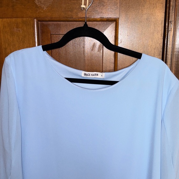 Grace Karin Soft Blue Women's Blouse - Picture 2 of 6